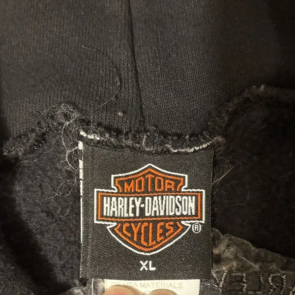 Harley Davidson Black Men's 1/4 Zip Hoodie XL - Picture 3 of 12